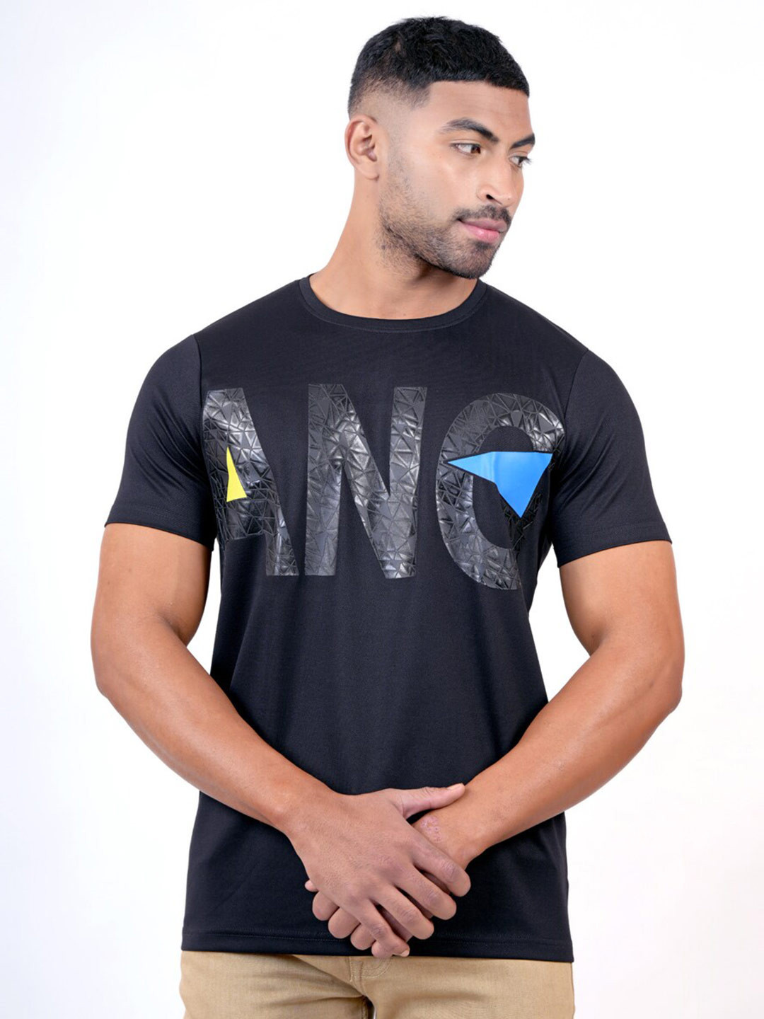 

Pontiac Typography Printed Regular Fit Cotton T-shirt, Black