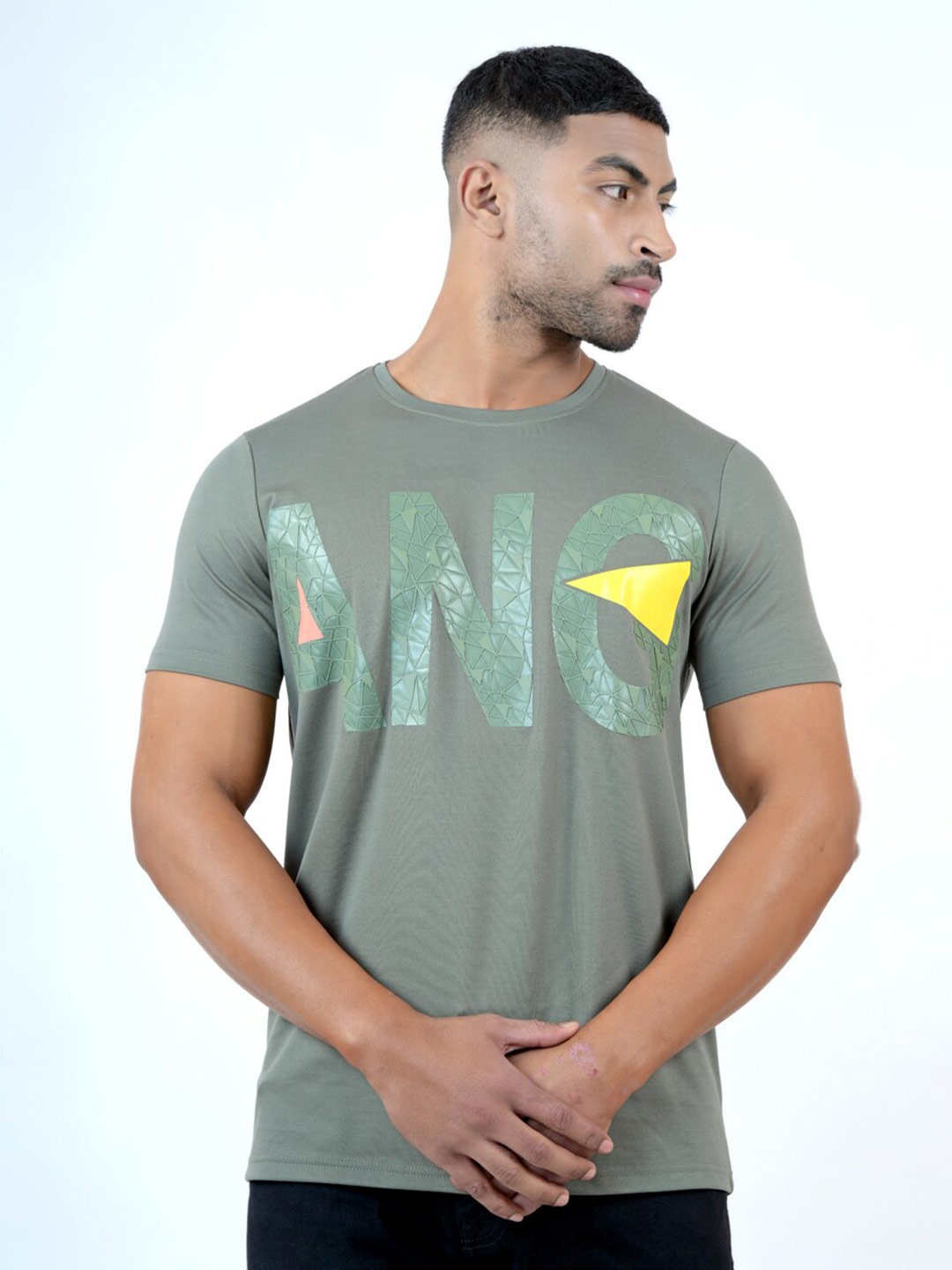 

Pontiac Typography Printed Regular Fit Cotton T-shirt, Green