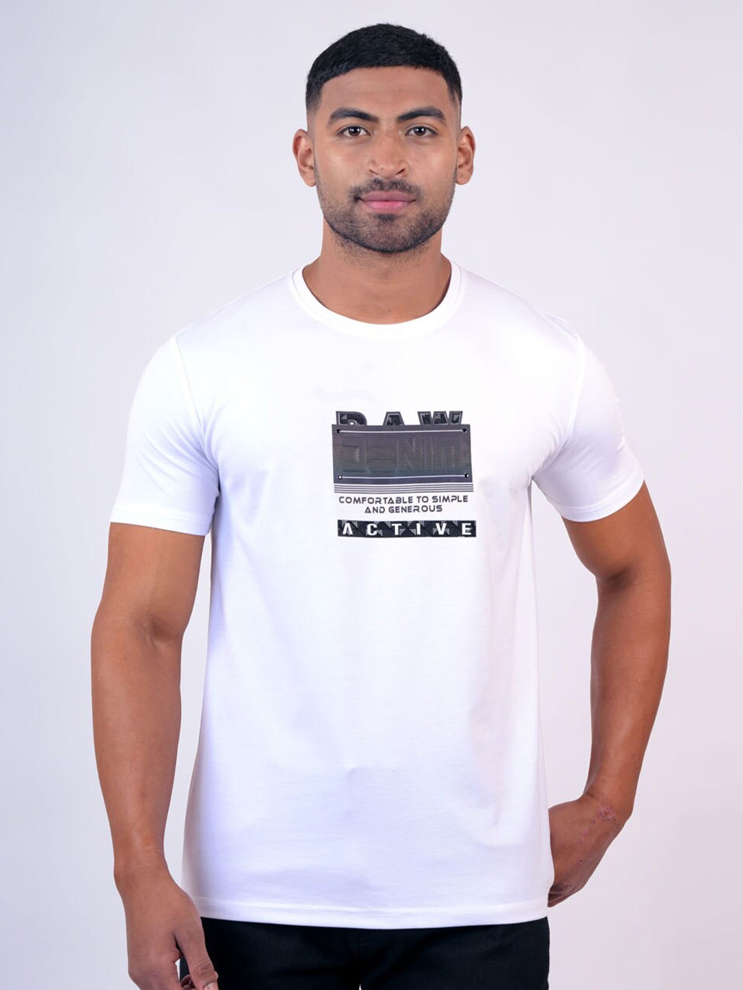 

Pontiac Typography Printed Regular Fit Cotton T-shirt, White