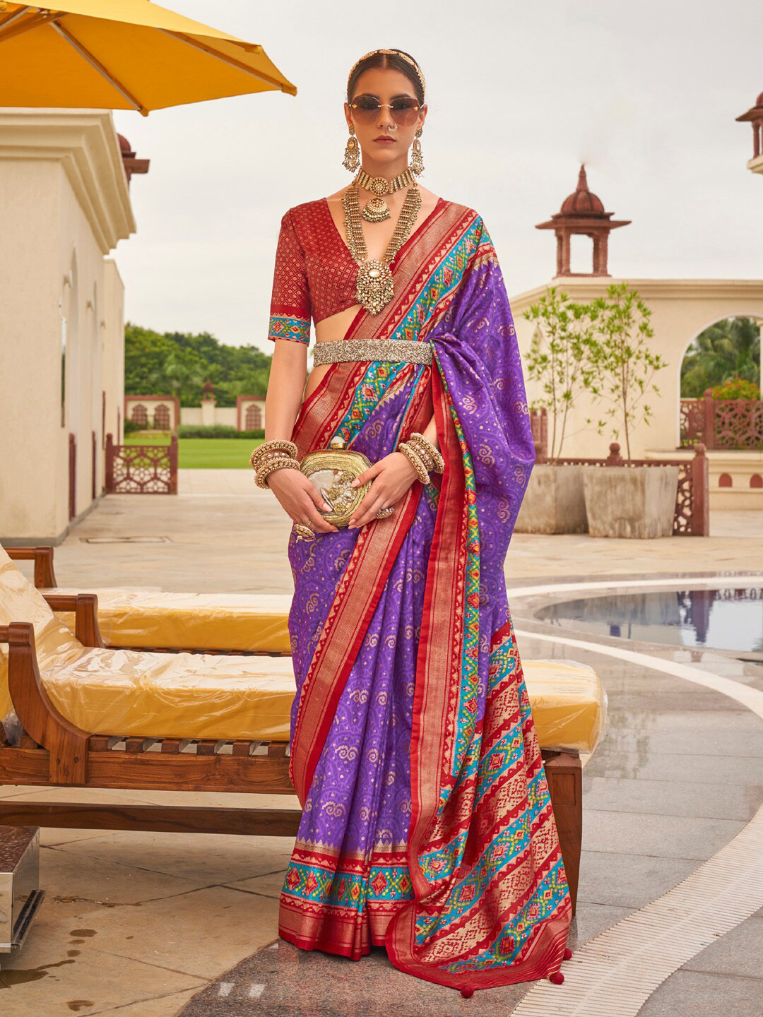 

Anouk Ethnic Motifs Printed Designer Patola Saree, Purple