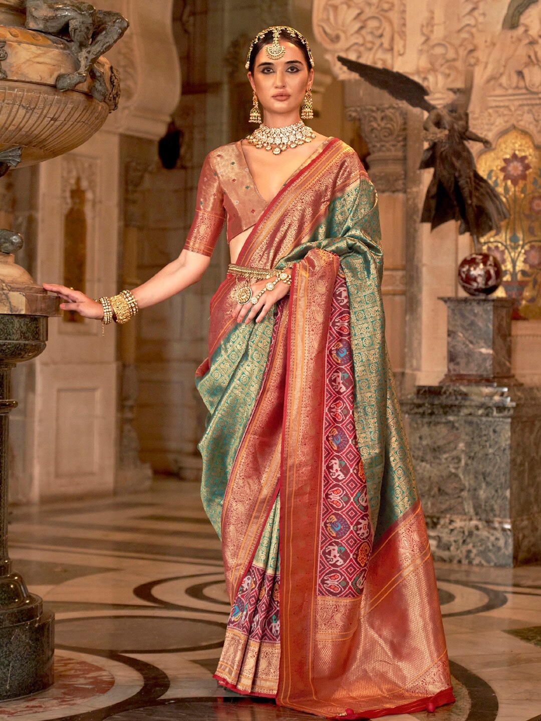 

Anouk Ethnic Motifs Woven Design Designer Patola Saree, Blue