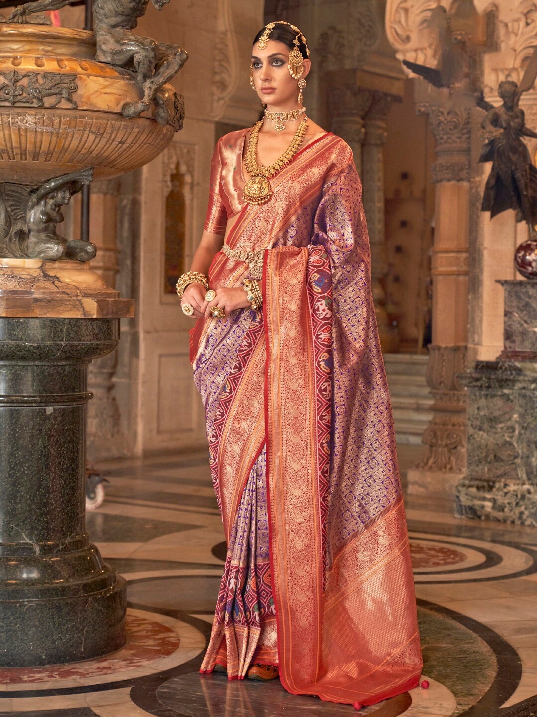 

Anouk Woven Design Ethnic Motifs Designer Patola Saree, Purple