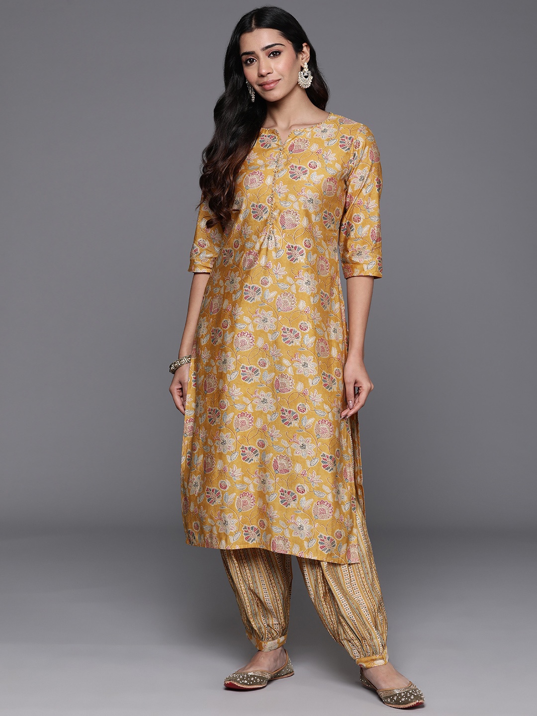 

Libas Women Floral Printed Regular Kurta with Salwar, Yellow