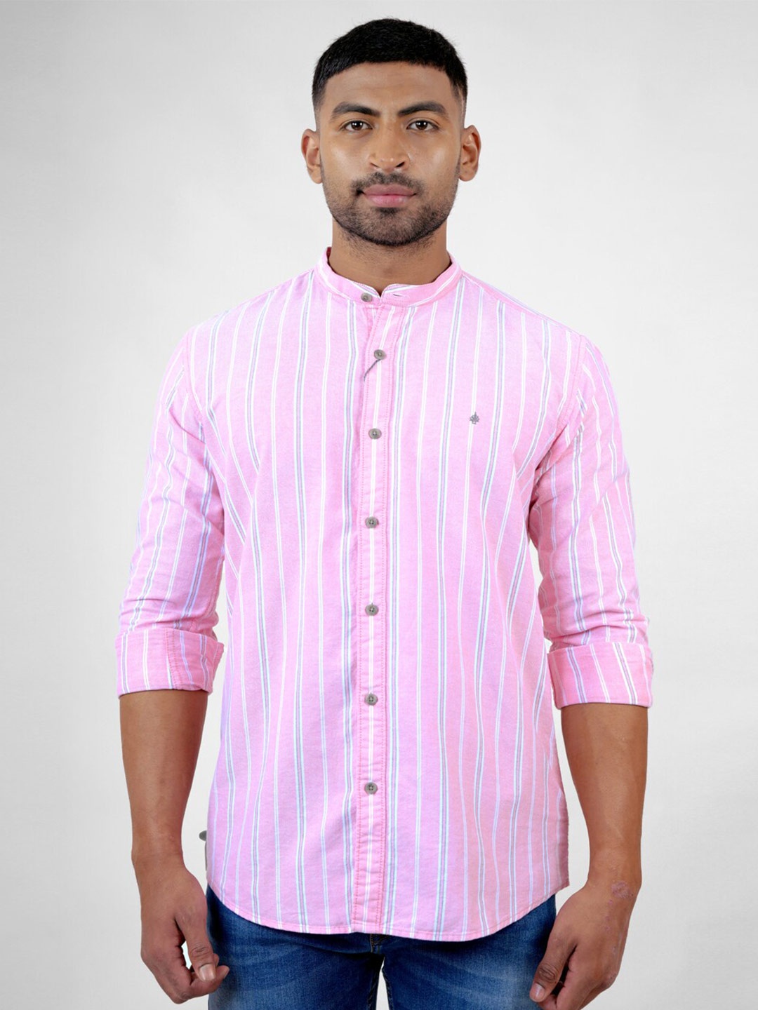 

Pontiac Pinstripes Striped Cotton Casual Shirt, Pink