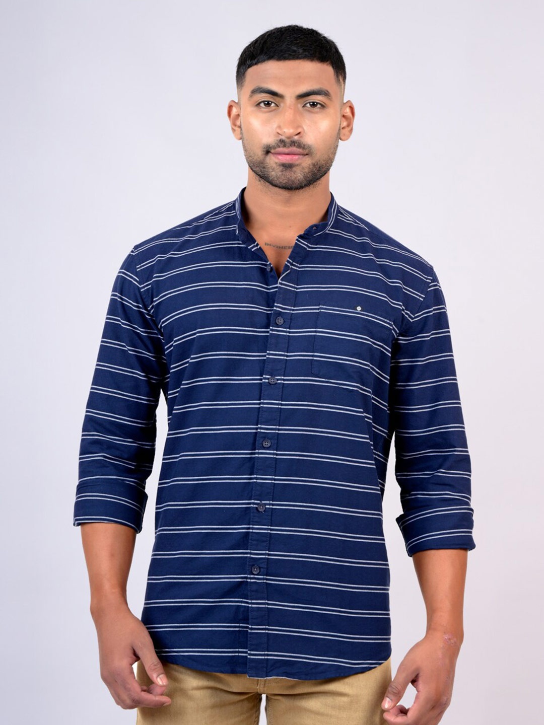 

Pontiac Pinstripes Striped Cotton Casual Shirt, Navy blue