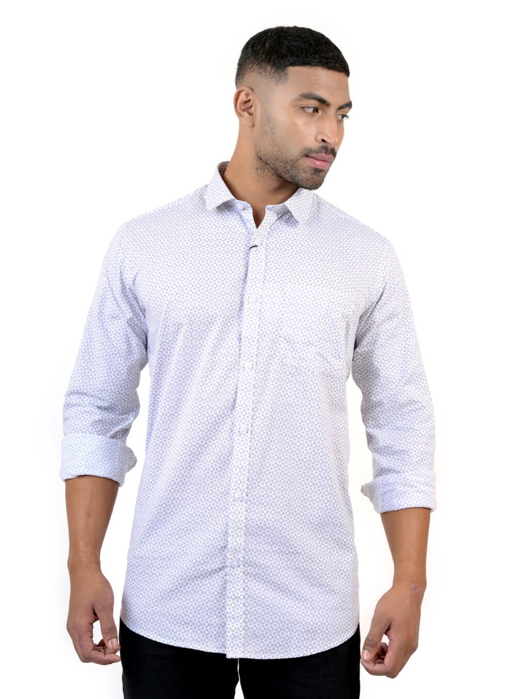 

Pontiac Floral Printed Casual Shirt, White