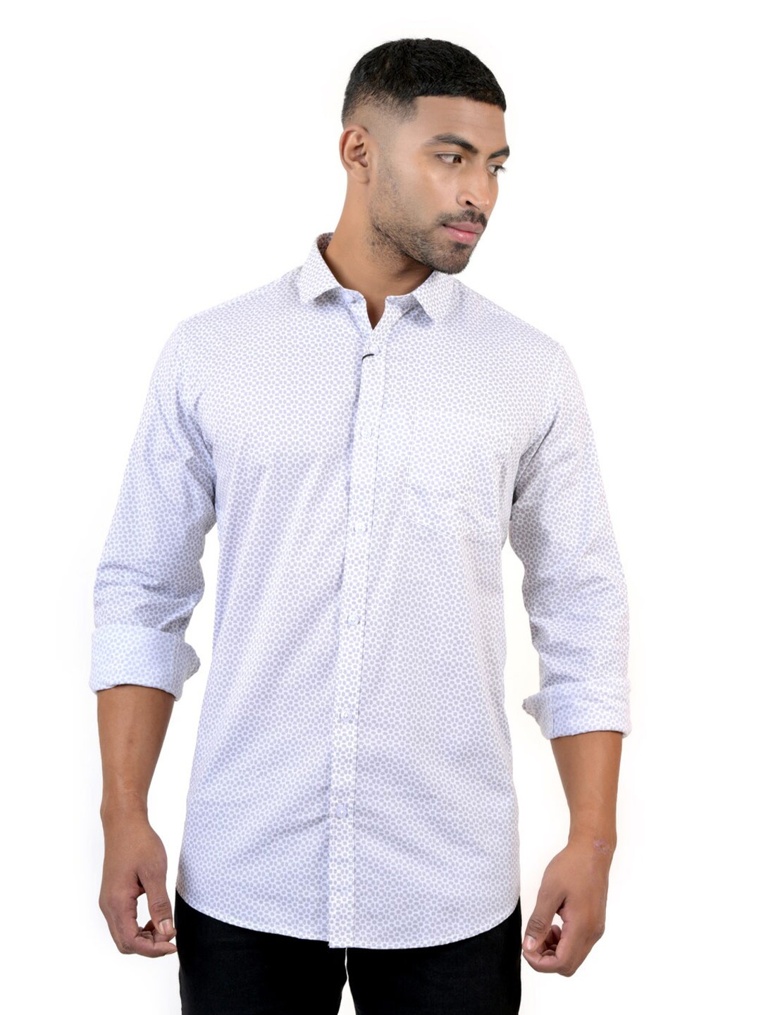 

Pontiac Floral Printed Casual Shirt, White