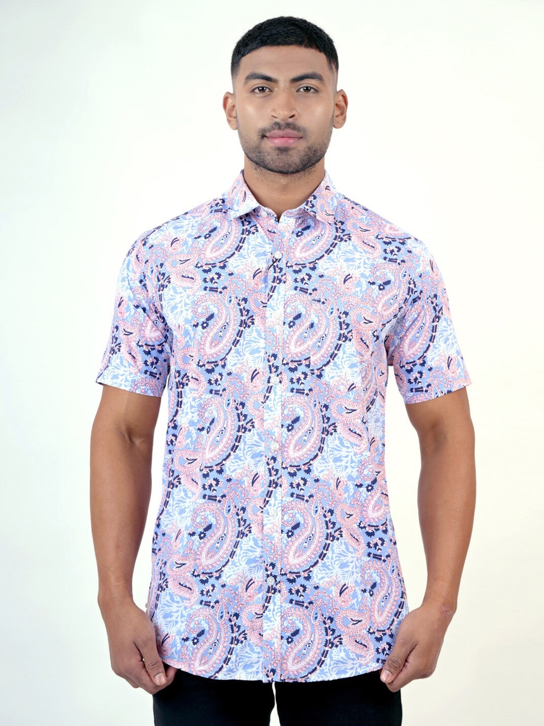 

Pontiac Floral Printed Organic Cotton Regular Fit Opaque Casual Shirt, Blue