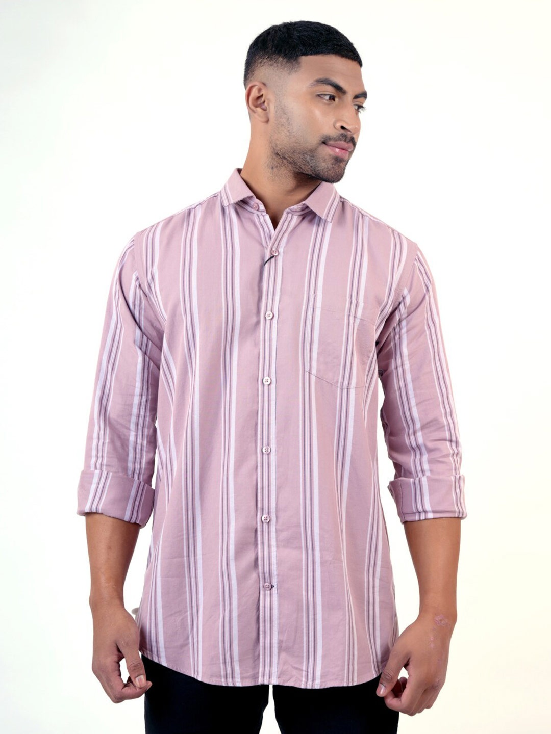 

Pontiac Pinstripes Striped Organic Cotton Casual Shirt, Pink