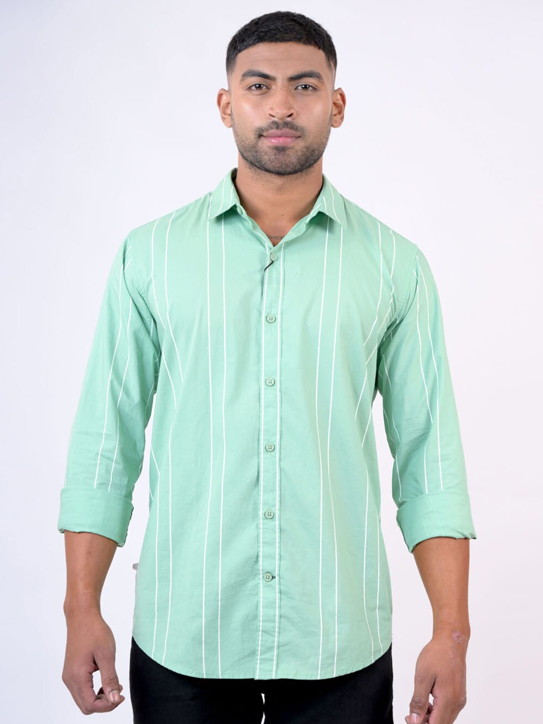 

Pontiac Pinstripes Striped Casual Shirt, Green