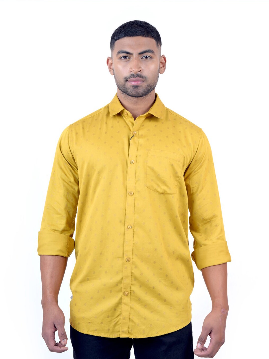 

Pontiac Floral Printed Spread Collar Opaque Casual Shirt, Mustard