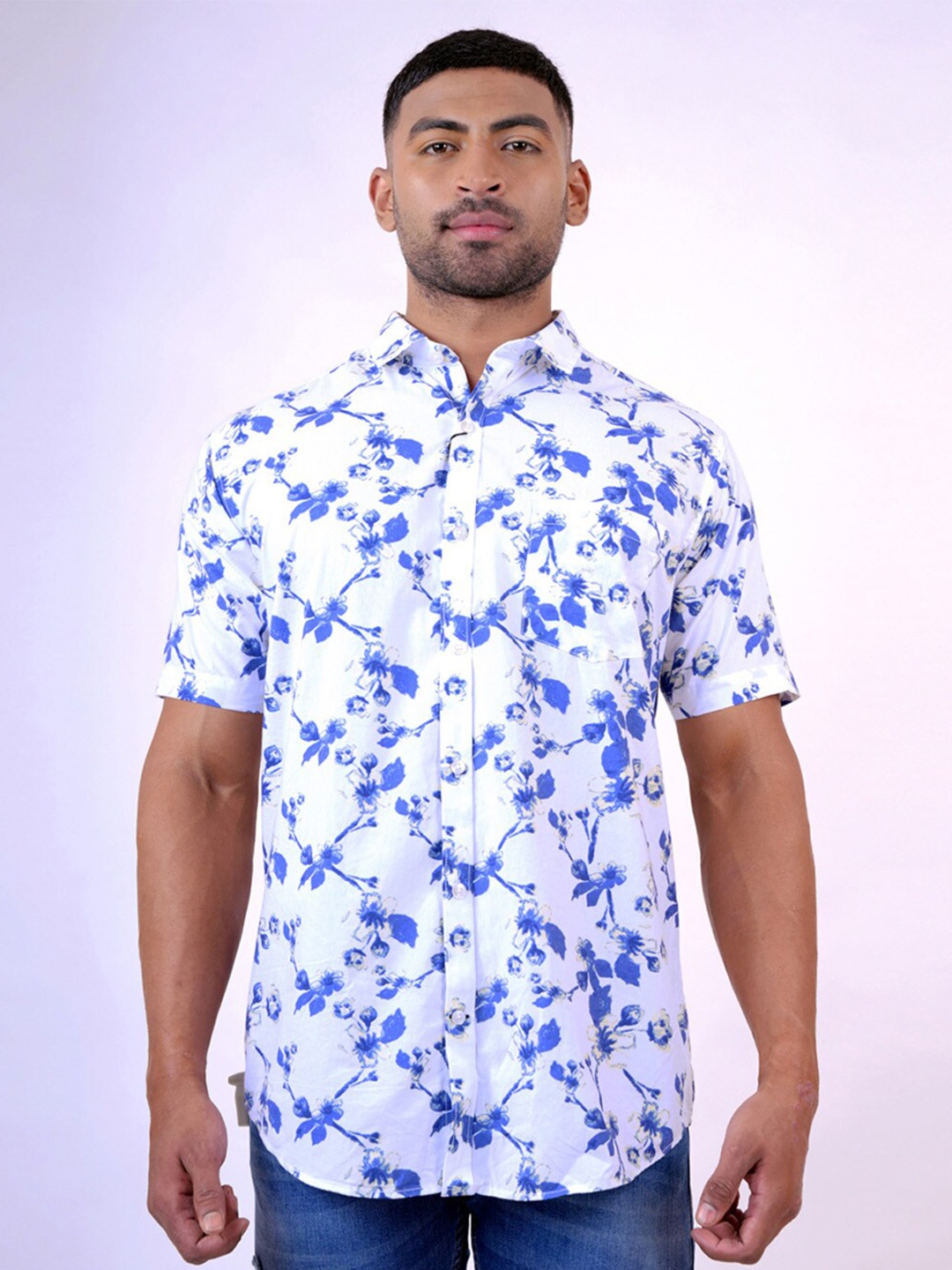 

Pontiac Floral Printed Spread Collar Opaque Casual Shirt, White