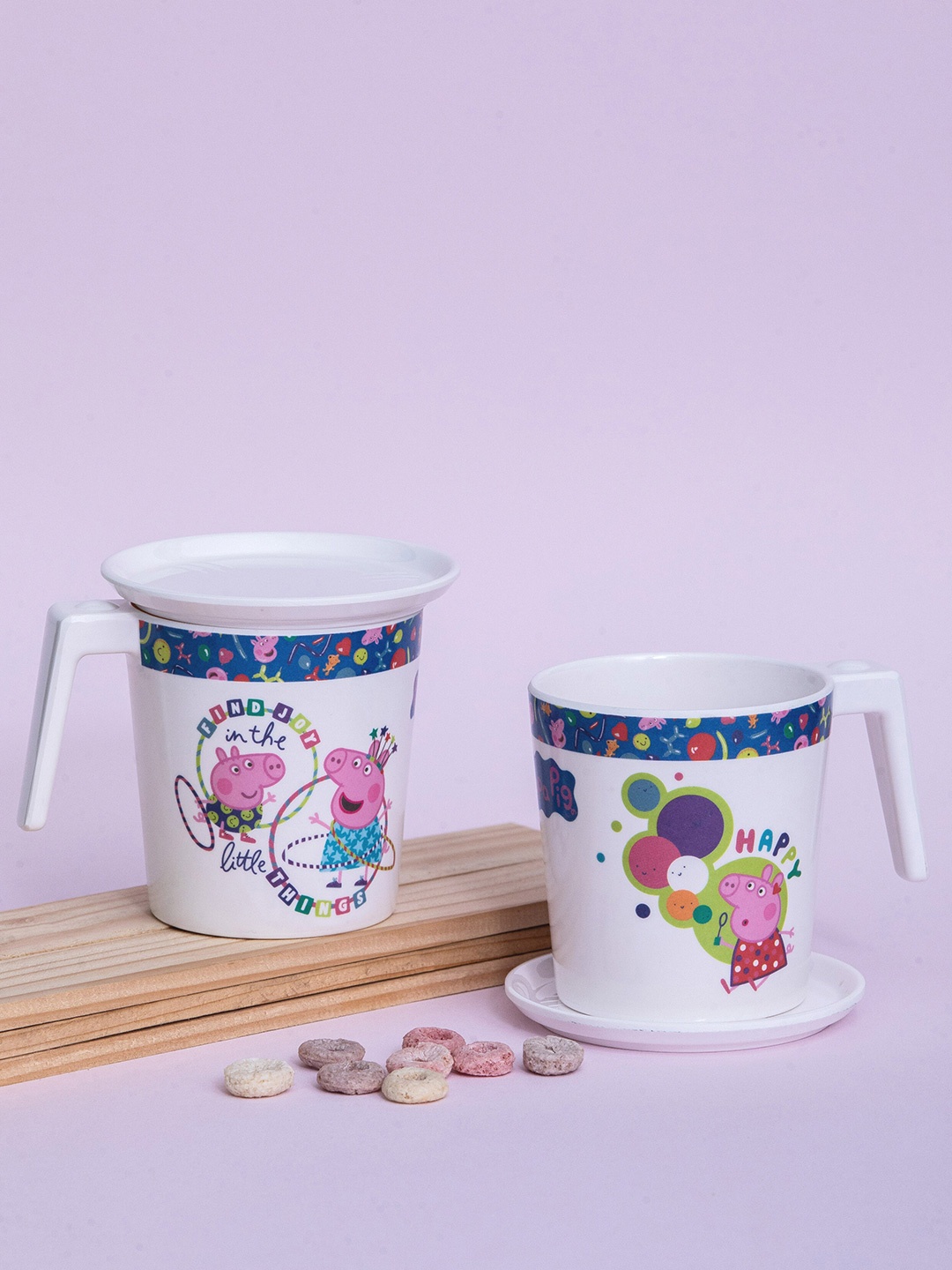 

Servewell White Floral Printed Melamine Glossy Mugs Set of Cups