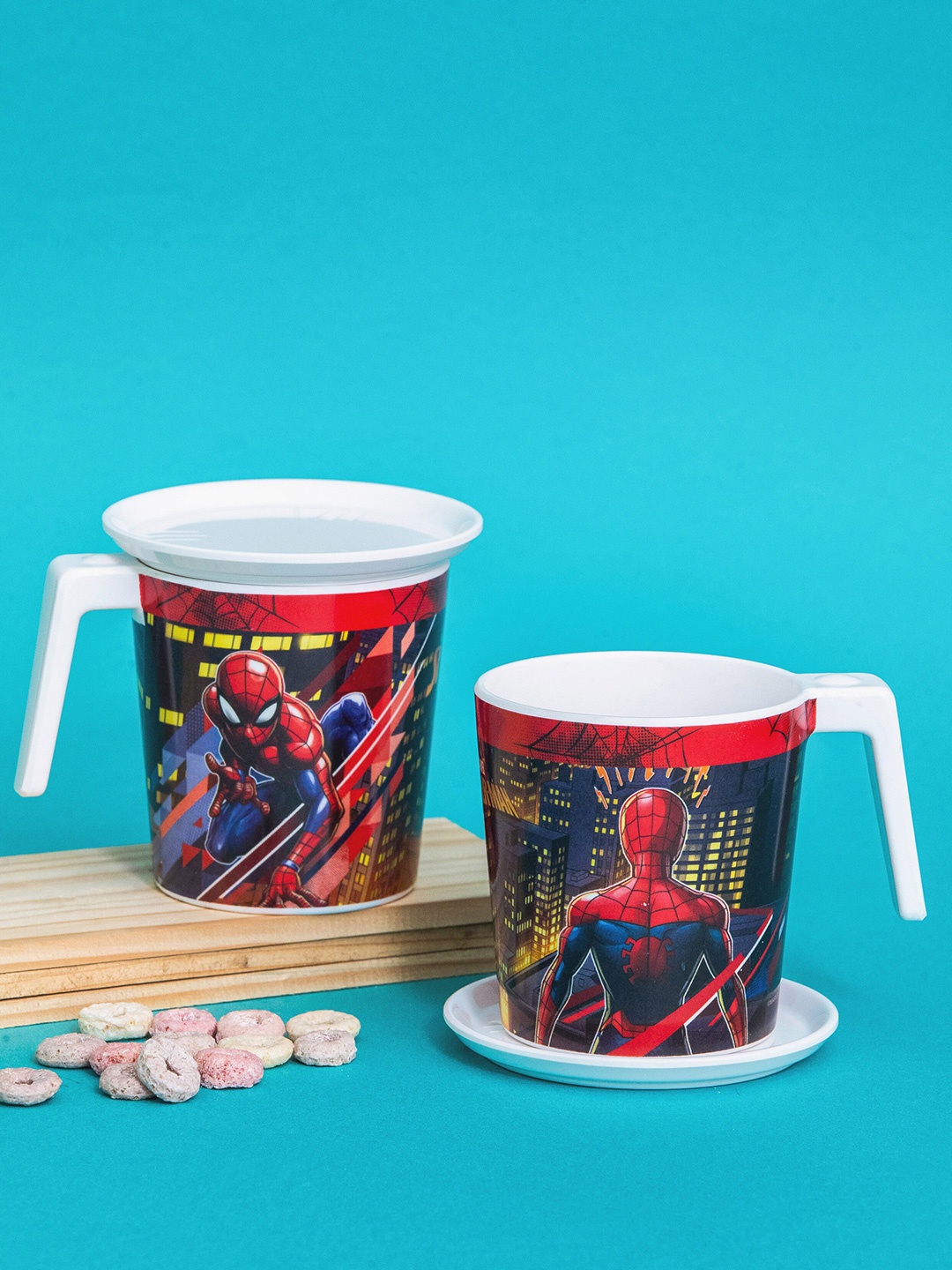

Servewell Red Floral Printed Melamine Glossy Mugs Set of Cups and Mugs, Blue