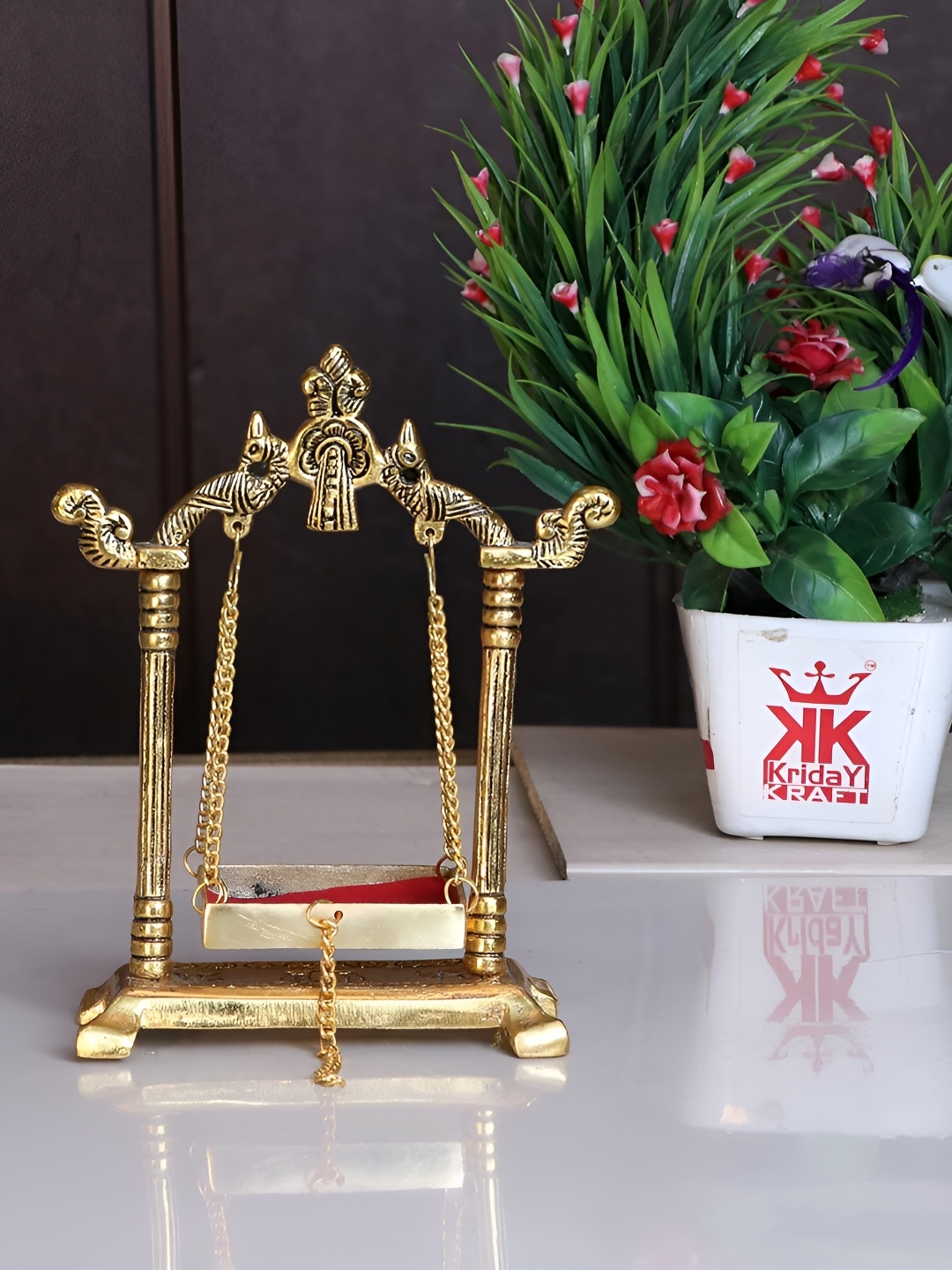 

Kridaykraft Gold Toned Metal Medium Religious Showpiece