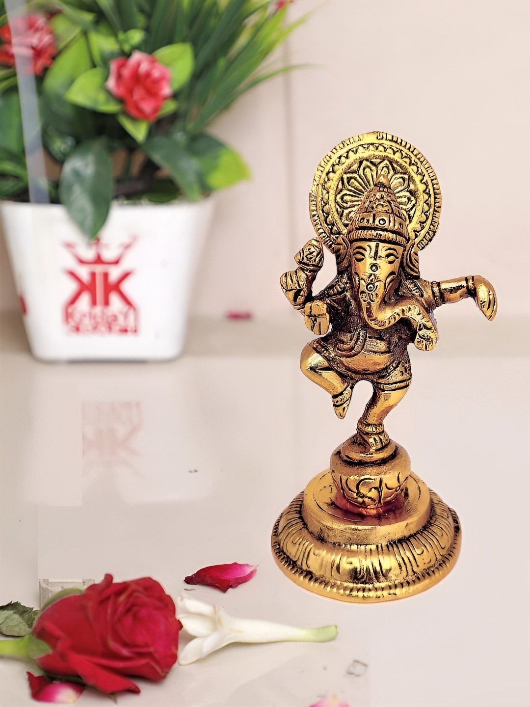 

Kridaykraft Gold Toned Metal Religious Idol Showpiece