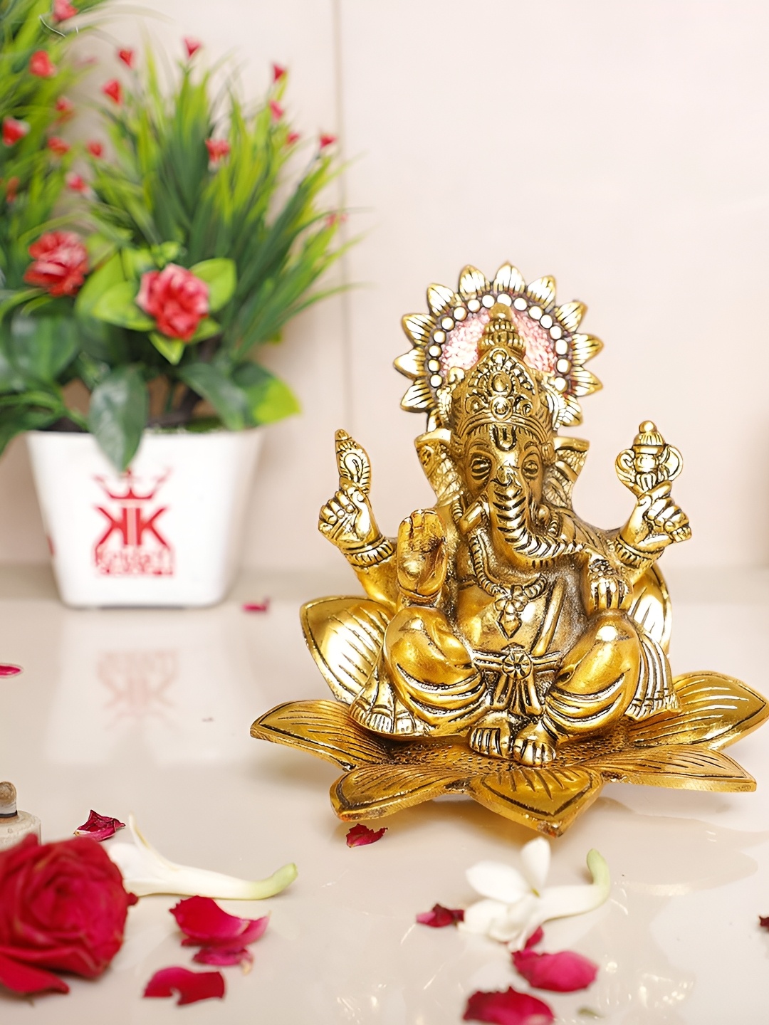 

Kridaykraft Gold Toned Medium Religious Idol Showpiece