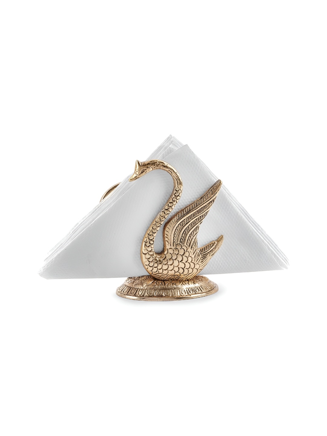 

Kridaykraft Gold-Toned Metal Swan Napkin Holder