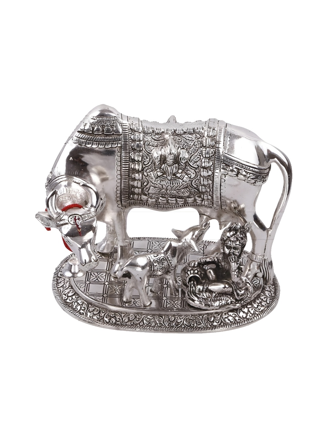 

Kridaykraft Silver Toned Kamadhenu Religious Idol Showpiece