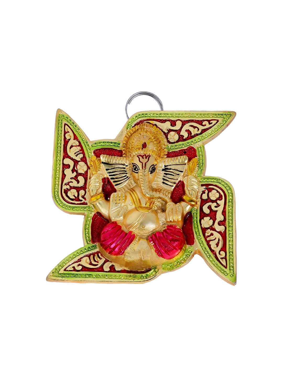

Kridaykraft Gold Toned & Red Metal Religious Idol Showpiece
