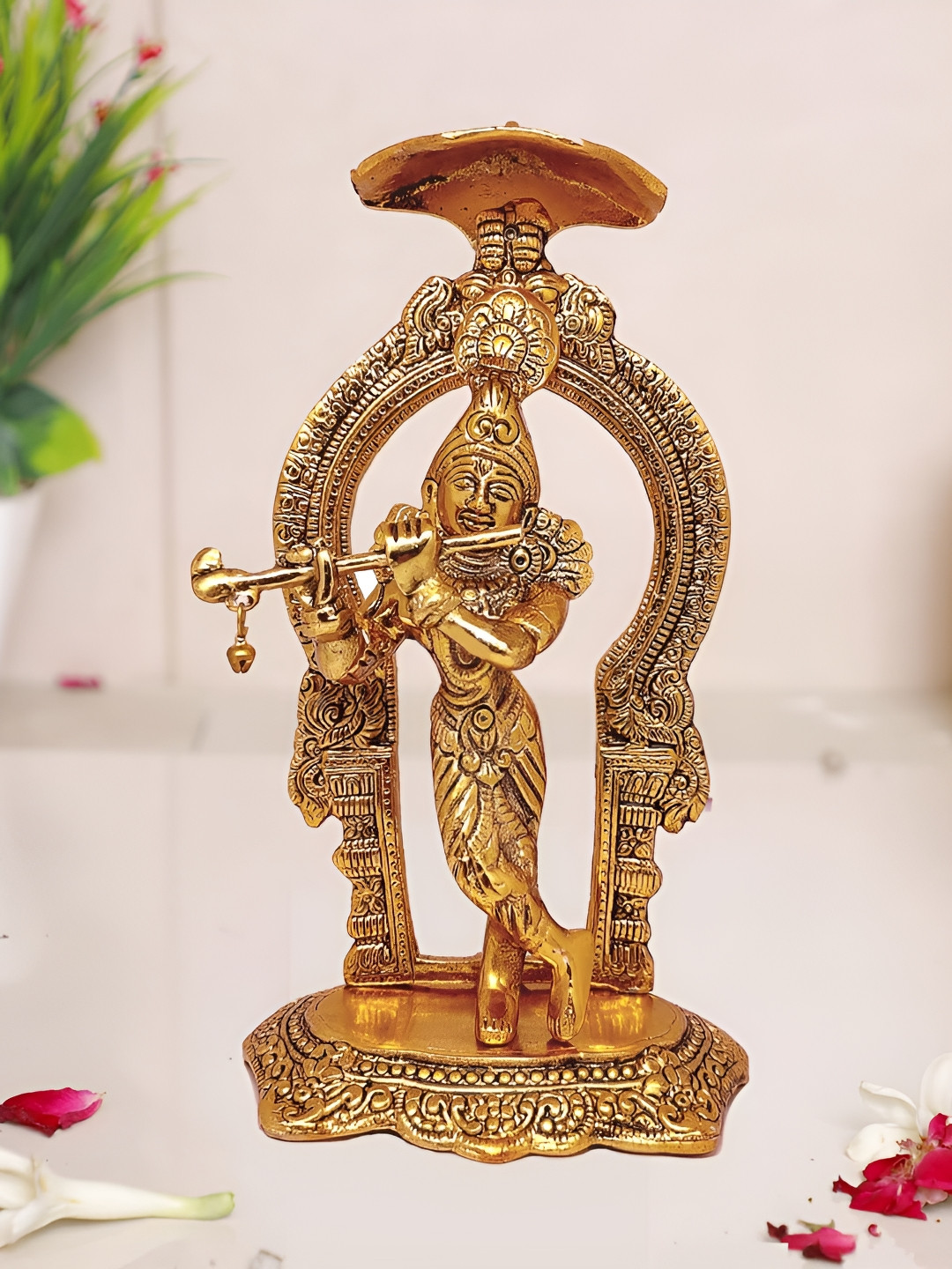 

Kridaykraft Gold-Toned Krishna with Flute Showpiece