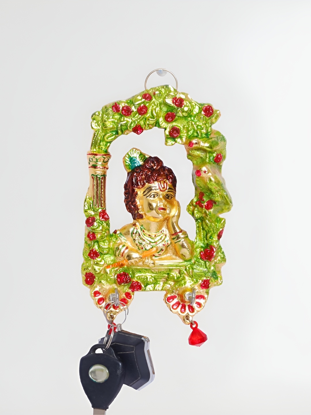 

Kridaykraft Gold Toned & Green Religious Idol Showpiece