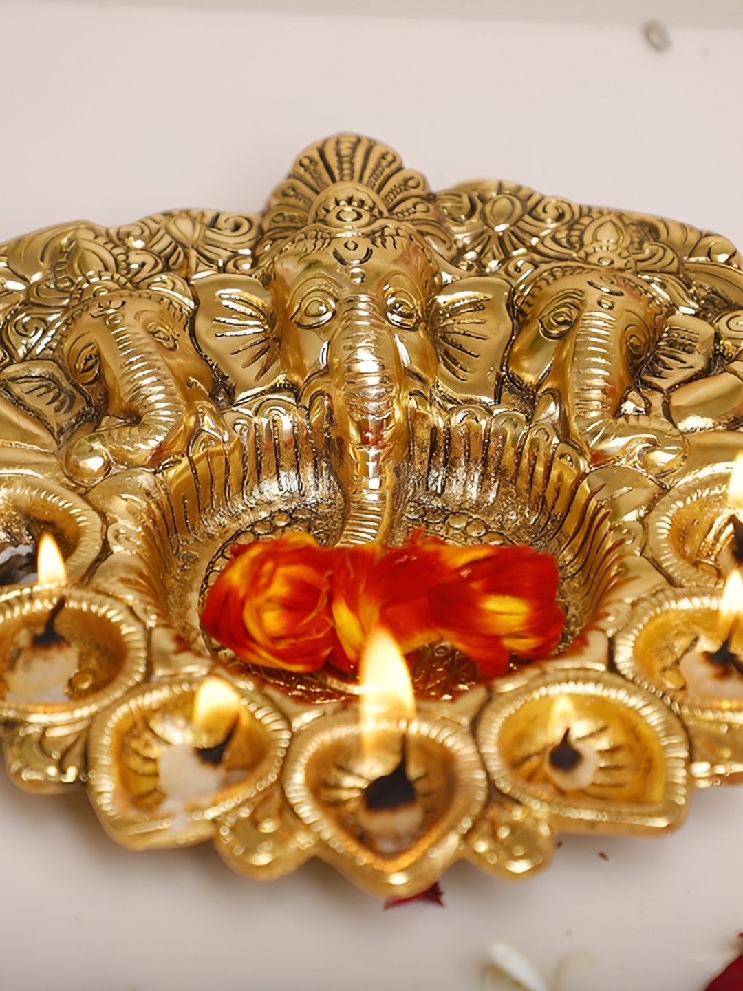 

Kridaykraft Gold-Toned Metal Small Ganesh Idol Showpiece