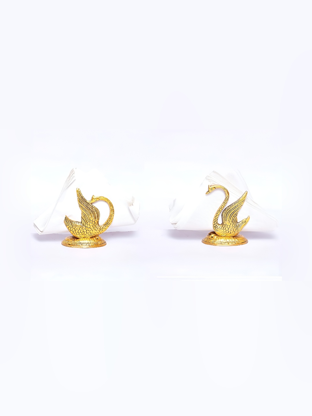 

Kridaykraft Gold Toned 2 Pieces Swan Tissue Holders