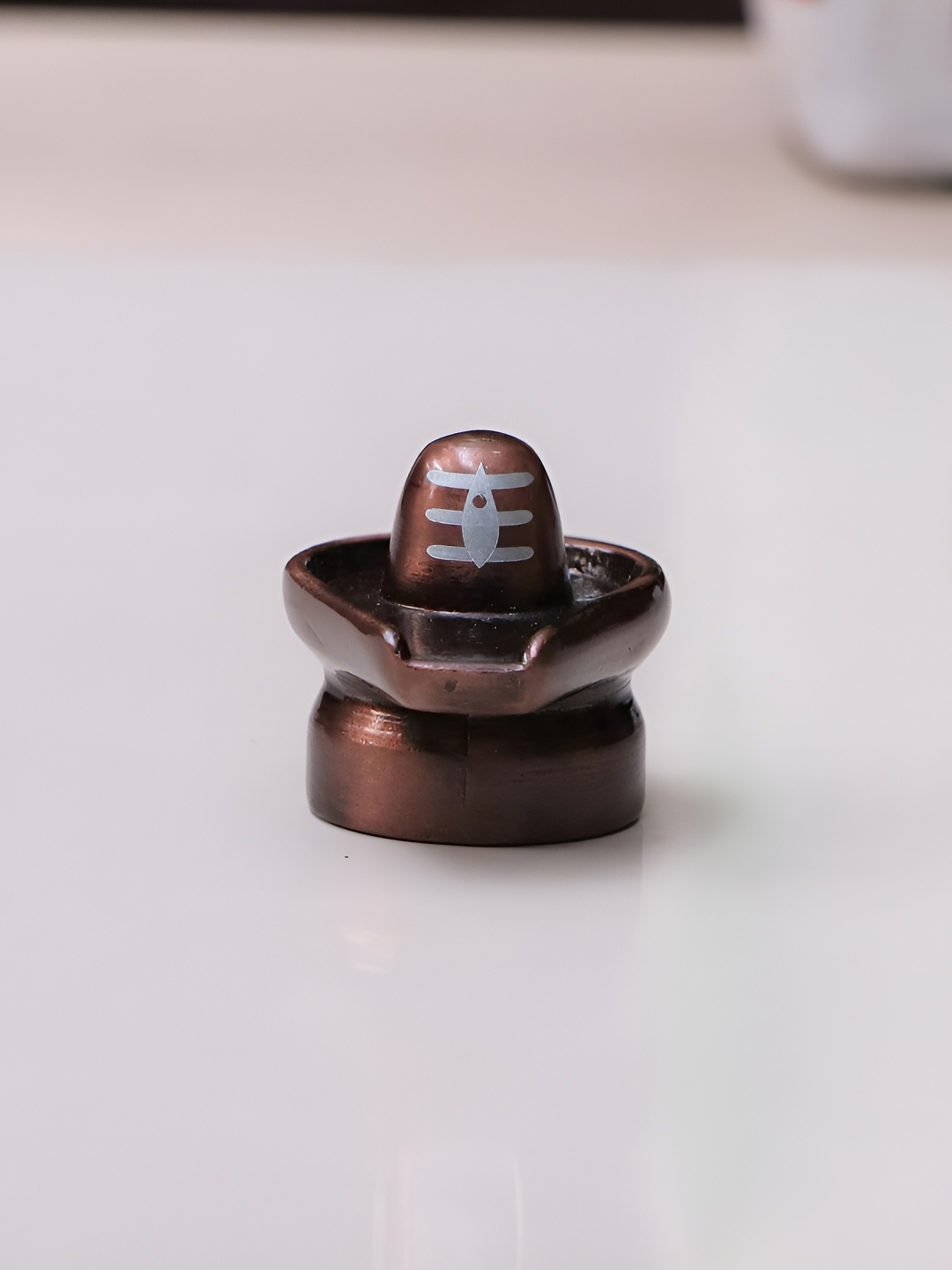 

Kridaykraft Copper Toned & White Shivling Religious Idol Showpiece