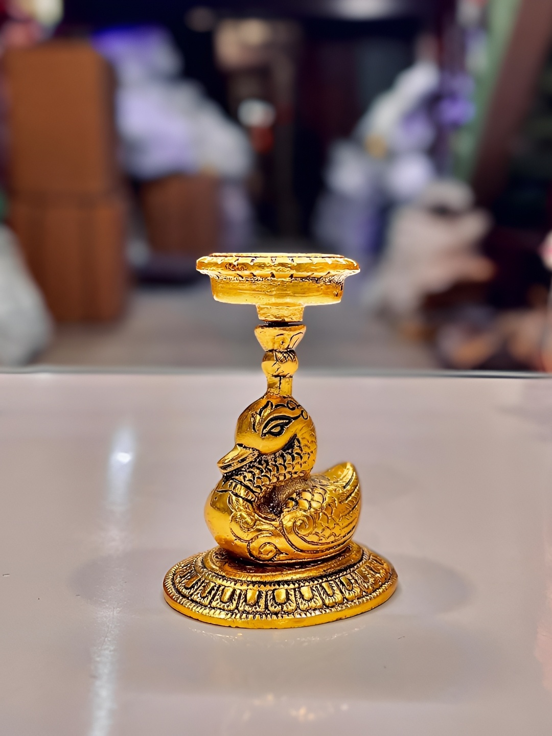 

Kridaykraft Gold-Toned Metal Small Duck Showpiece