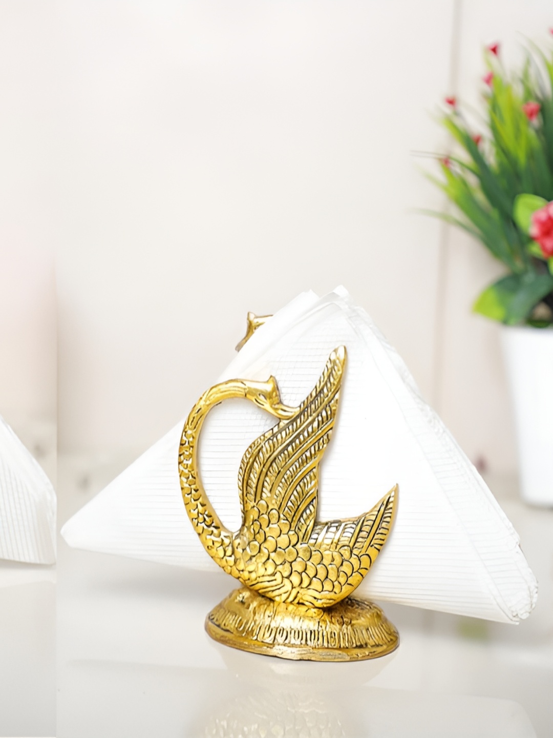 

Kridaykraft Gold-Toned 2 Pieces Swam Napkin Holder Showpiece