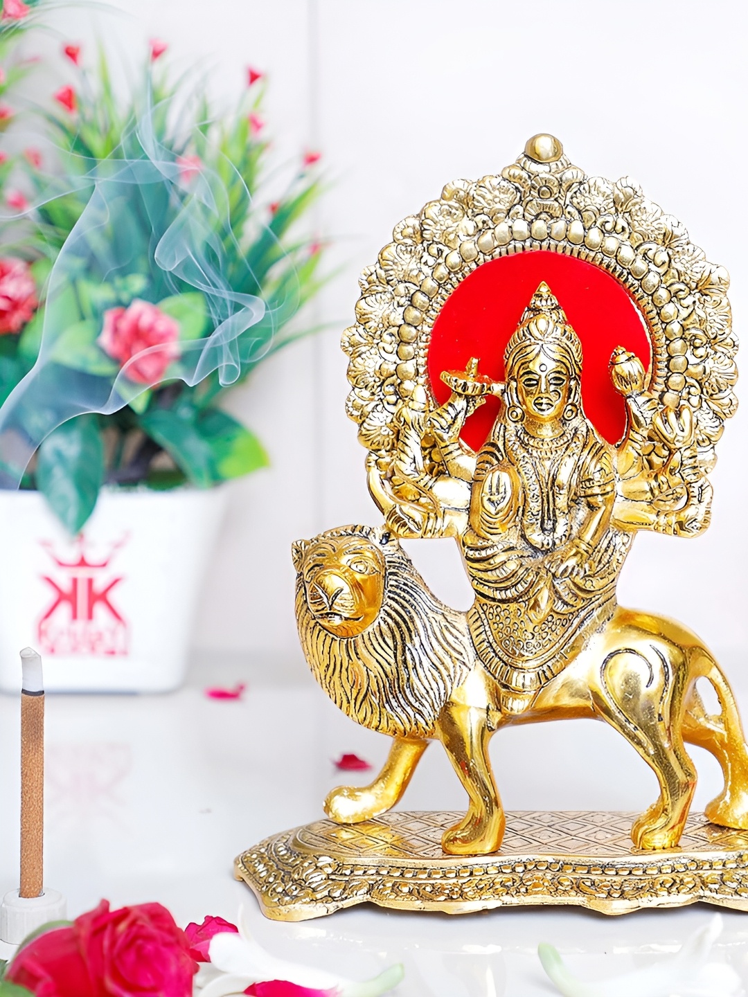 

Kridaykraft Gold-Toned Maa Durga Showpiece