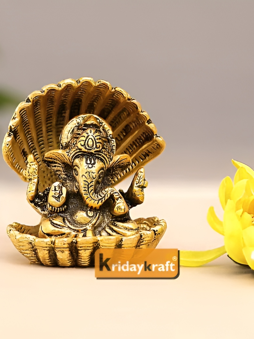 

Kridaykraft Gold Toned Metal Religious Idol Showpiece