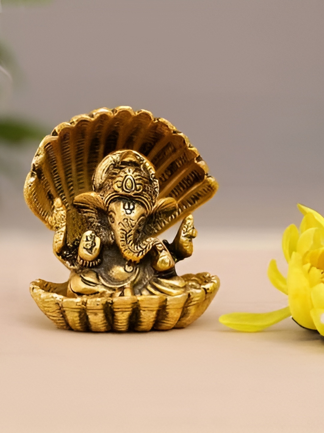 

Kridaykraft Gold Toned Metal Religious Idol Showpiece
