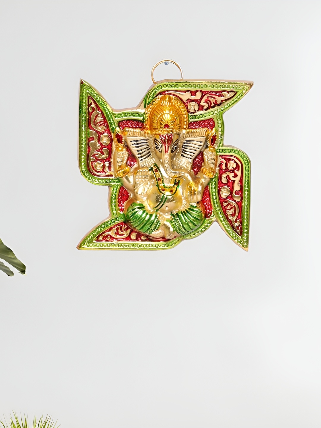 

Kridaykraft Gold-Toned & Red Metal Small Idol Showpiece