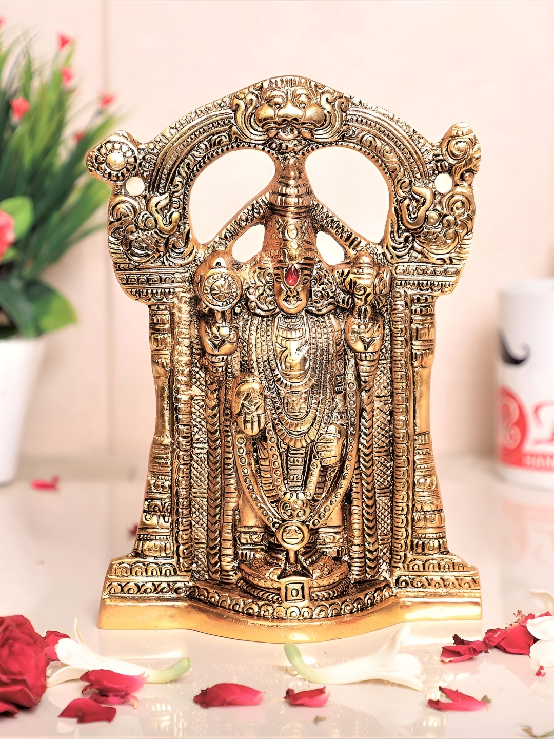 

Kridaykraft Gold-Toned Metal Small Tirupati Balaji Idol Showpiece