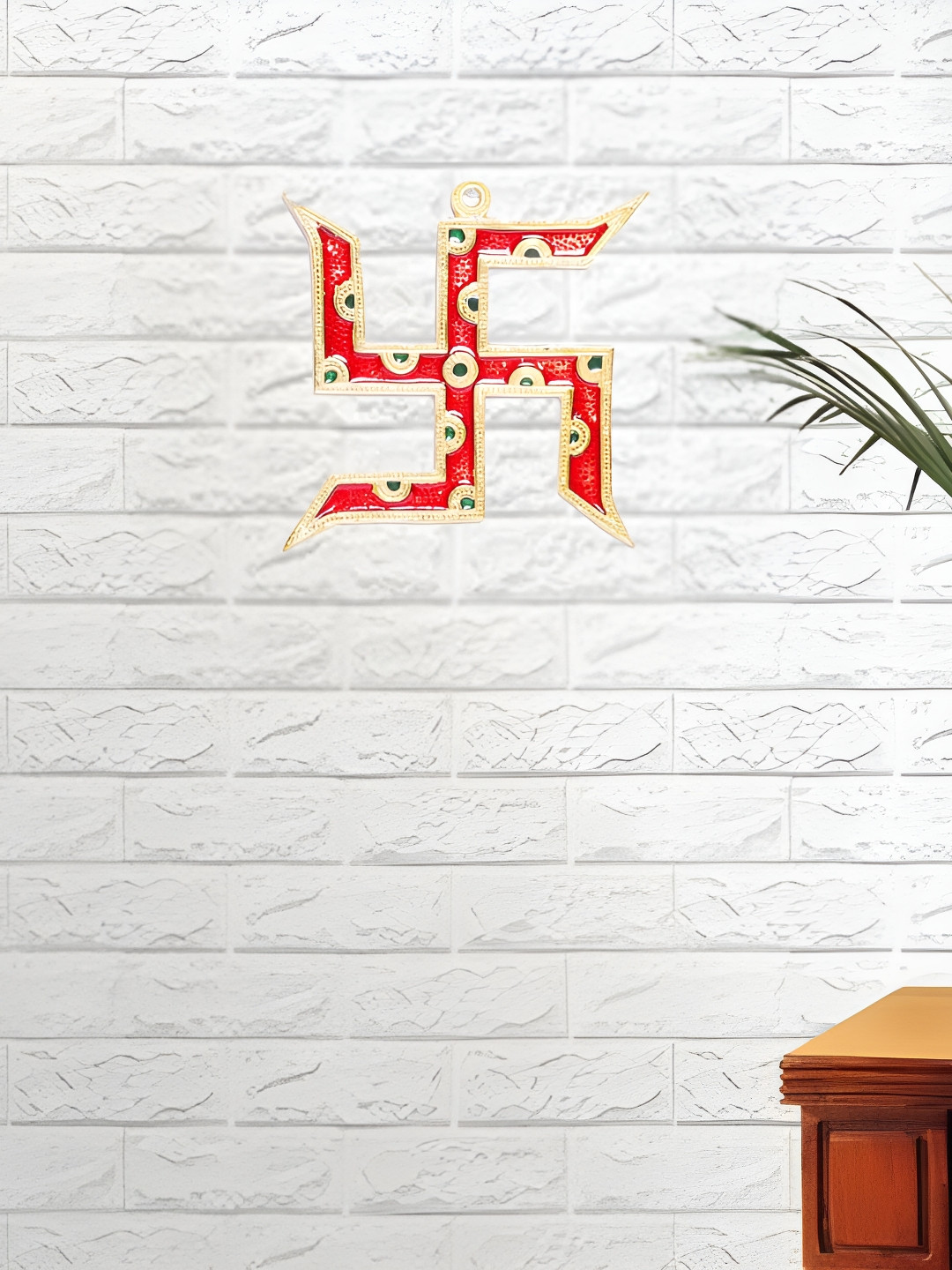 

Kridaykraft Gold toned & Red Metal Medium Showpiece