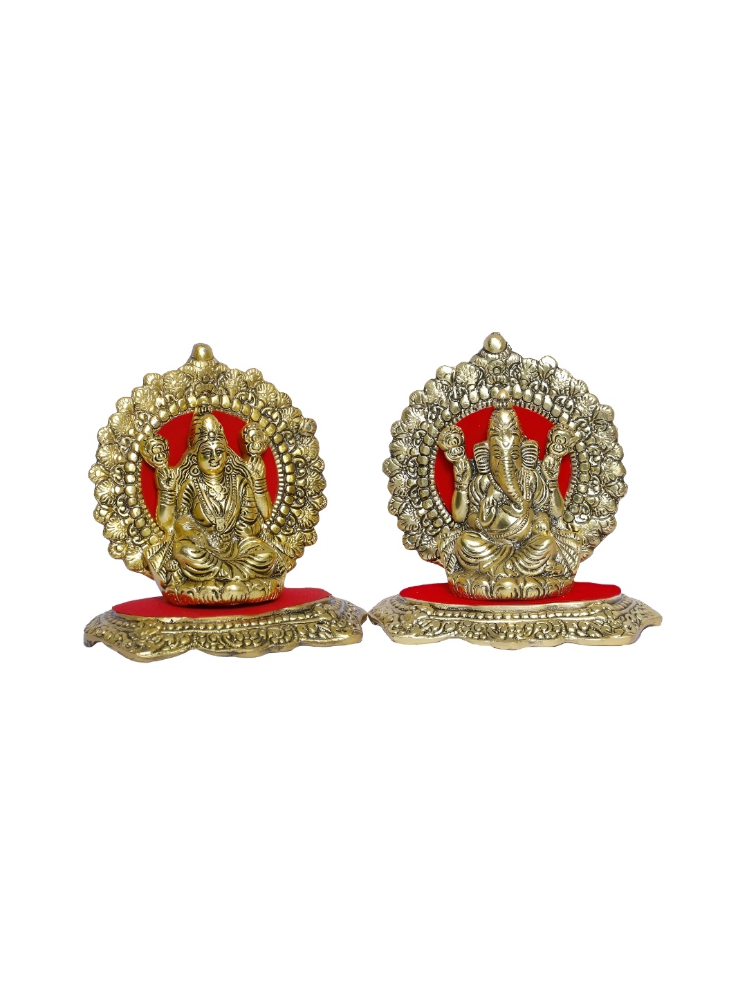 

Kridaykraft Gold-Toned & Red 2 Pieces Metal Small Idol Showpieces