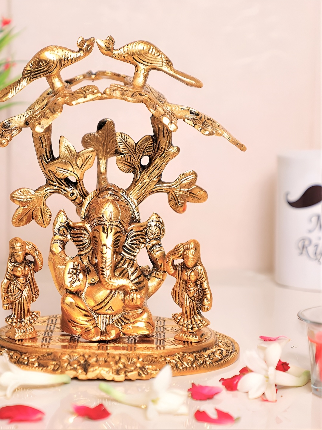 

Kridaykraft Gold Toned Lord Ganesha Religious Small Idol Showpiece