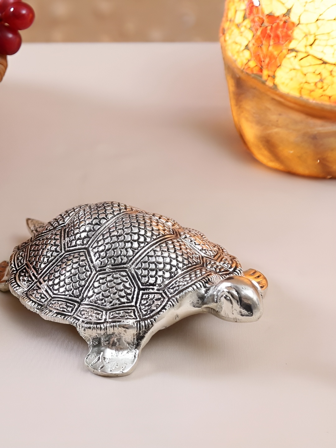 

Kridaykraft Silver-Toned Metal Small Tortoise Showpiece