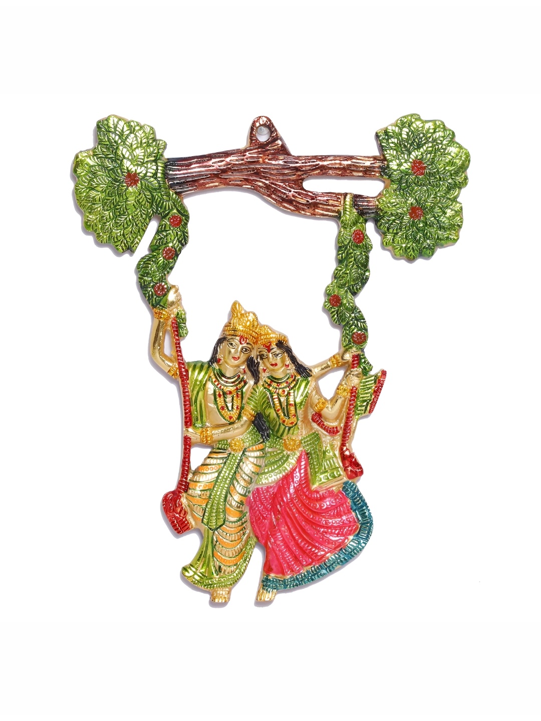 

Kridaykraft Gold Toned & Green Radha Krishna Religious Wall Hanging