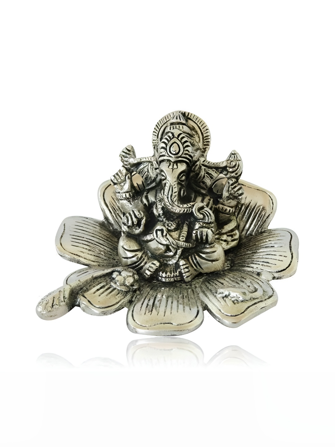 

Kridaykraft Silver-Toned Metal Small Ganesh Showpiece