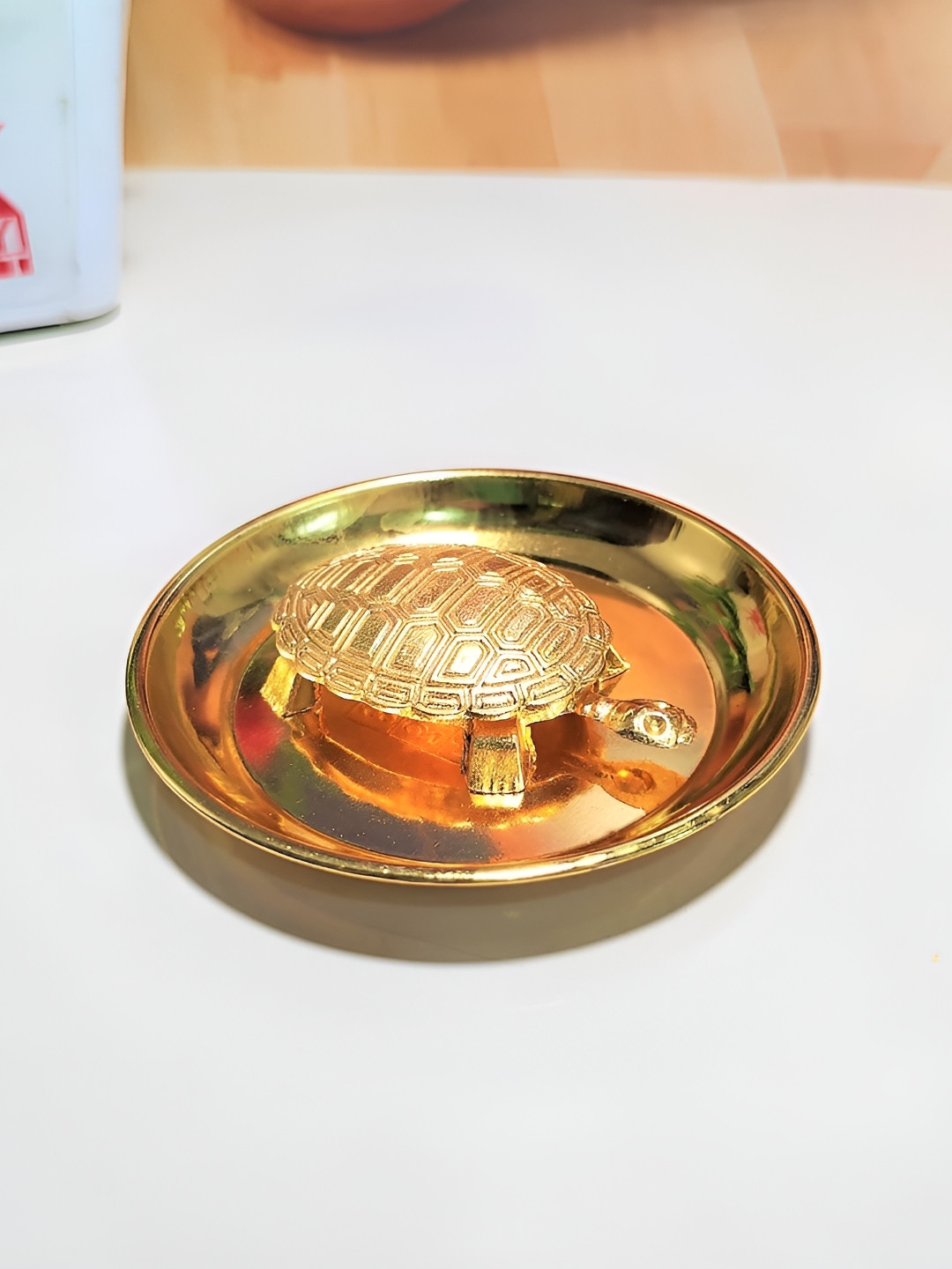 

Kridaykraft Gold Toned Tortpise With Plate Religious Showpiece