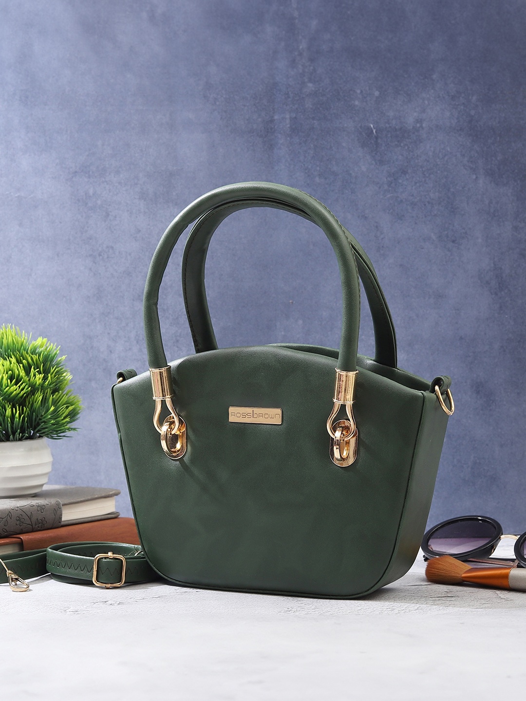 

ROSS BROWN Structured PU Sling Bag, Green
