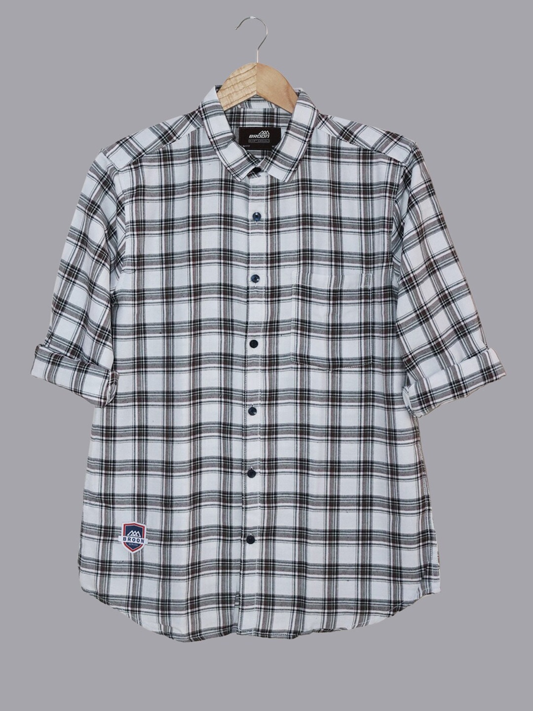 

Broon Slim Fit Tartan Checks Checked Casual Shirt, Black