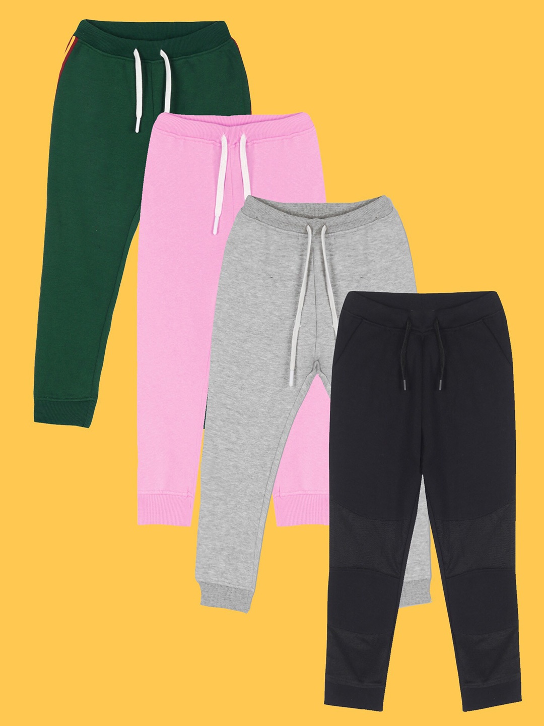 

Anthrilo Infant Girls Pack of 4 Fleece Joggers, Black