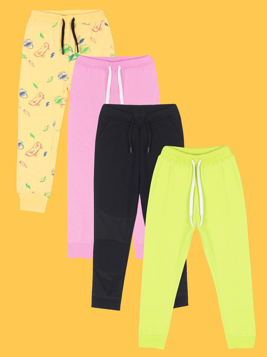 

Anthrilo Infant Girls Pack of 4 Fleece Joggers, Yellow