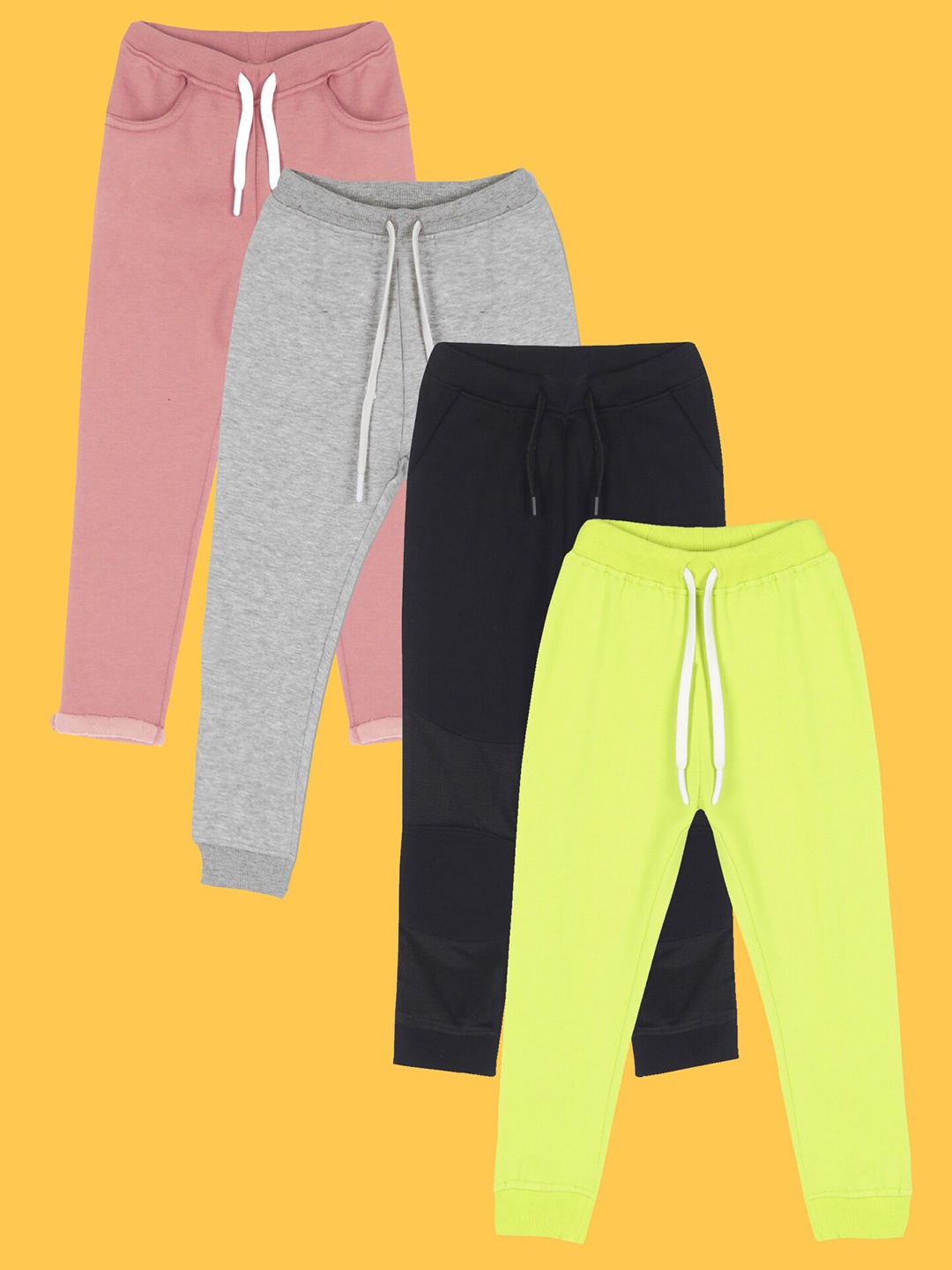 

Anthrilo Infant Girls Pack of 4 Fleece Joggers, Lime green