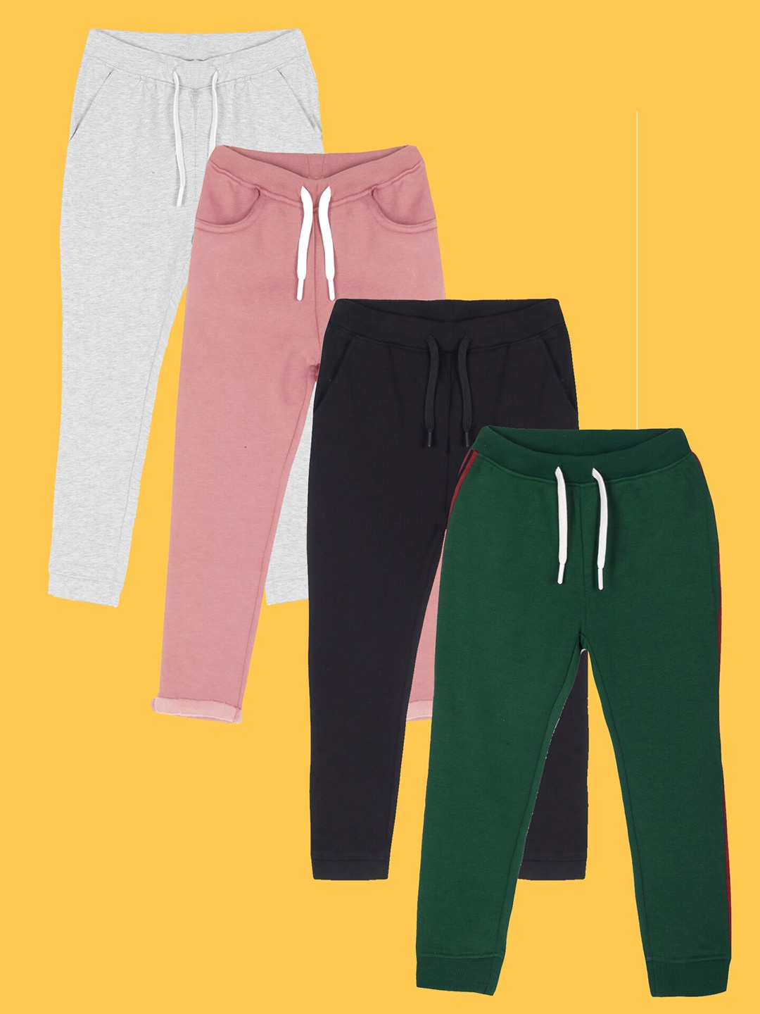 

Anthrilo Infant Girls Pack of 4 Fleece Joggers, Green