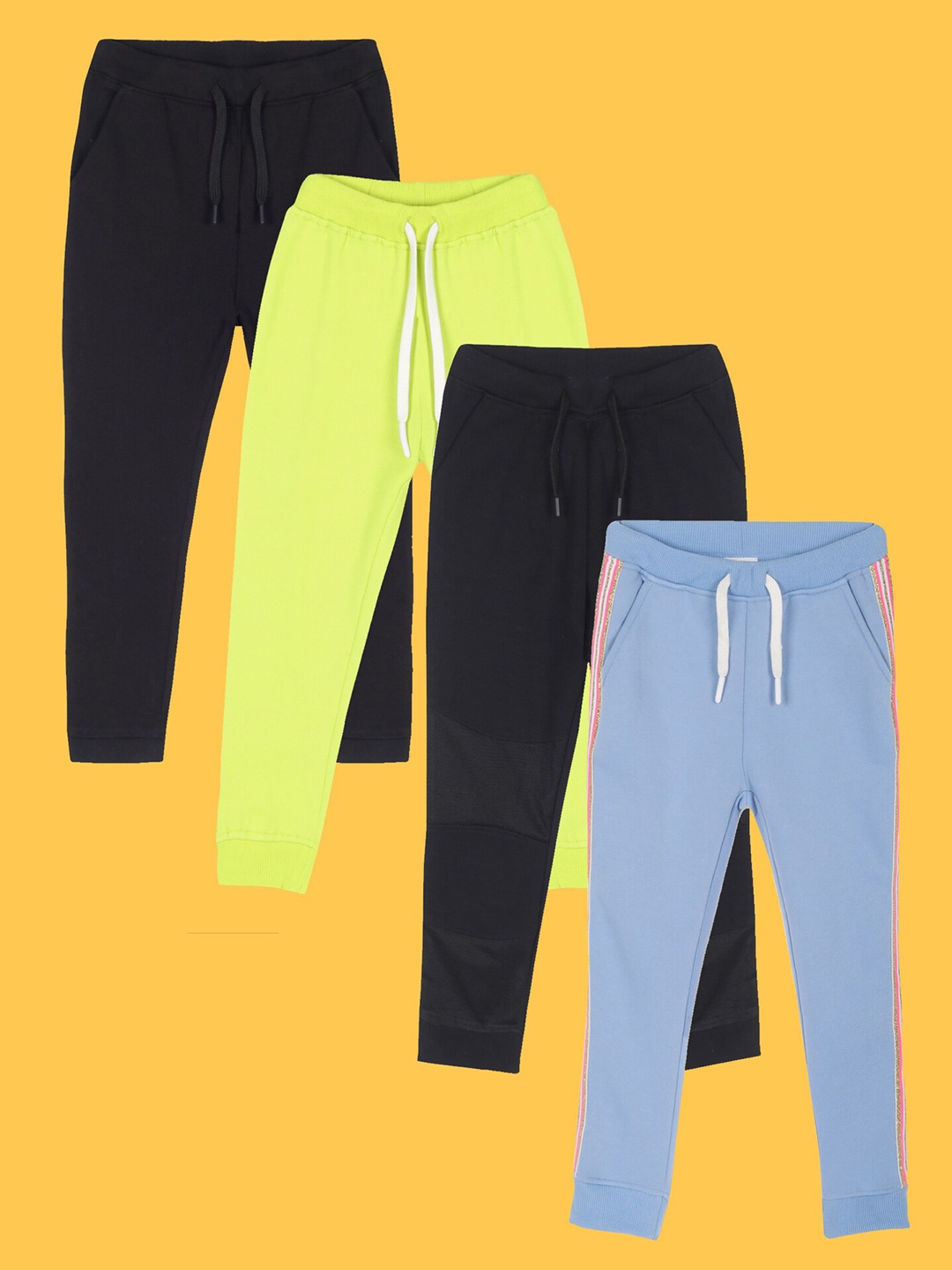 

Anthrilo Infant Girls Pack of 4 Fleece Joggers, Black